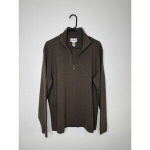 Vintage Wool Quarter Zip Sweater Mens M Merino Alfani Pullover Knit Academia